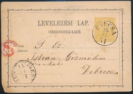 1871 2kr Díjjegyes Levelezőlap I. Típus, A Fej Felületén Foltok / 2kr PS-card Type I., Paint Spots On The Head "CSUCSA" - Sonstige & Ohne Zuordnung