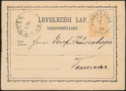 1875 Díjjegyes Levelezőlap "ZICHYFALVA TORONT. M." - Sonstige & Ohne Zuordnung