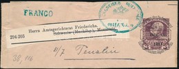 1911 "WIEN"- "HAMBURG" Osztrák Címszalag 3 Heller - Sonstige & Ohne Zuordnung