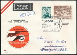 1963 Wien-Stuttgart-Paris Légi Levél "AUA" - Sonstige & Ohne Zuordnung