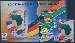 ** 2010 Futball Világbajnokság, Dél-Afrika Sor + Blokk, Football World Cup, South Africa Set + Block Mi 1644-1645 + Mi 4 - Sonstige & Ohne Zuordnung