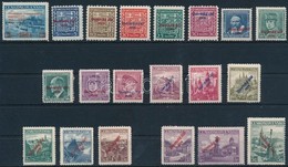 * 1939 20 Klf Felülnyomott érték, Ebből 3 Db Nagy érték Vizsgálójellel / 20 Different Stamps With Overprint, 3 Stamps Wi - Sonstige & Ohne Zuordnung