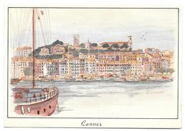 Dessin ORIGINAL AQUARELLE/GOUACHE  Par D.OCCHIMINUTI - Projet Carte Postale COMBIER Macon -  CANNES      (Alpes-Mmes) - Dessins