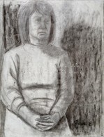 Basch E. Jelzéssel: Portré. Ceruza, Szén, Papír, 64,5x50 Cm - Sonstige & Ohne Zuordnung
