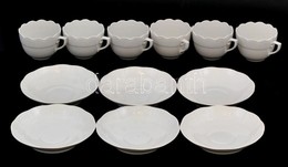 Herendi Fehér Mázas Porcelán Mokkás Csésze + Csészealj, 6+6, Jelzett, Hibátlan - Sonstige & Ohne Zuordnung