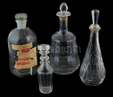 XX. Sz. Eleje: 4 Db üvegdugós üveg. Italos, Gyógyszeres. M 18 -28 Cm - Glas & Kristall