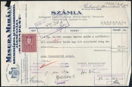 1928 Bp. VIII., Misura Mihály Kocsigyáros Díszes Fejléces Számlája Okmánybélyeggel - Ohne Zuordnung