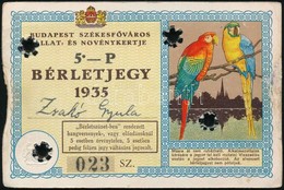 1935 Budapest Székesfőváros Állat- és Növénykertjének Fényképes 5P-s Bérletjegye - Ohne Zuordnung