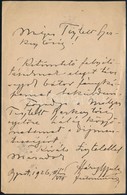 1926 Háry Gyula (1864-1946) Festőművész Saját Kézzel írt Levele Egy újság Szerkesztőjének, Melyben Megköszöni Díjazását  - Ohne Zuordnung
