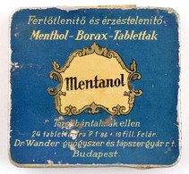 Metanol Mentol-borax Tabletták Fém Dobozka, Kopásnyomokkal, 6×6,5 Cm - Werbung