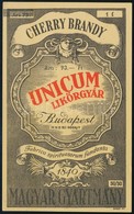 Unicum Likőrgyár Cherry Brandy Címke - Werbung
