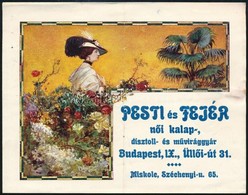 Cca 1910 Női Kalap-, Dísztoll- és Művirággyár Reklám Cédula - Werbung