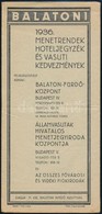 1936 Balatoni Menetrendek, Hoteljegyzék és Vasuti Kedvezmények. Kihajtható Prospektus Balatoni Hajójáratok, Autóbuszjára - Sonstige & Ohne Zuordnung