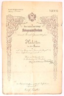 1912 Tartalékos Hadnagyi Kinevezés Krobatin Hadügyminiszter Aláírásával / 1912 Warrant For Leutnant With Autograph Signa - Sonstige & Ohne Zuordnung