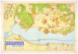 Cca 1939 A Balaton Térképe (két Szelvény), 1:50000, M. Kir. Honvéd Térképészeti Intézet, Két Rész Egyben, Hajtva 63x180  - Sonstige & Ohne Zuordnung