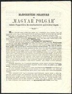 1867 Előfizetési Felhívás A Magyar Polgárra. - Ohne Zuordnung