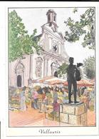 Dessin ORIGINAL AQUARELLE/GOUACHE Par D.OCCHIMINUTI -Projet Carte Postale COMBIER Macon - VALLAURIS Marché  (Alpes-Mmes) - Dessins