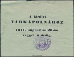 1941 Actio Catholika Belépőjegy A Királyi Várba Eseményre. - Ohne Zuordnung