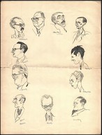 Szűr-Szabó József (1902-1993): Karikatúrák. Ofszet, Papír, Néhány Jelzett A Nyomaton. 19 Karikarisztikus Arckép, 1940-60 - Ohne Zuordnung