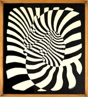 Victor Vasarely (1908-1997): Zebrák. Ofszet, Papír, Jelzett A Nyomaton, üvegezett Fa Keretben, 48×44 Cm - Ohne Zuordnung