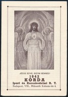 1942 "Jézus Szíve Bízom Benned!" Korda Ipari és Kereskedelmi Rt. Kártyanaptár - Ohne Zuordnung