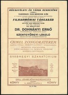 1930 Műsorfüzet A Címlapon Filharmóniai Társaság Főpróbája Dohnányi Ernő Elnökkarnagy Vezénylete Alatt és Szentgyörgyi L - Sonstige & Ohne Zuordnung