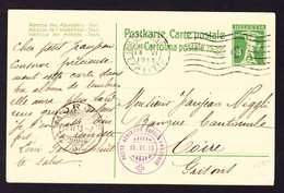 1913 Offizielle Ganzsachenkarte 5 Rp. Aus Lausanne Nach Morges Mit Luftpost. Nach Chur. Kleiner Bug Oben Links - First Flight Covers