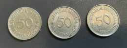 GERMANIA - DEUTSCHLAND  - 1977 , 1982 E 1985 -  3 Monete 50 PFENNIG - 50 Pfennig