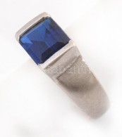Ezüst(Ag) Gyűrű, Kék Kővel, Jelzett, Méret: 54, Bruttó: 5,1 G - Sonstige & Ohne Zuordnung