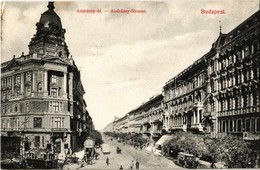 T2/T3 1909 Budapest VI. Andrássy út, Villamos, Lóvasút, Földalatti Vasúti Megállóhely, Takarékpénztár, Fonciere Pesti Bi - Ohne Zuordnung