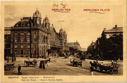 T2 1914 Budapest VI. Berlini Tér (Nyugati Tér), Nyugati Pályaudvar, Vasútállomás, Villamos, Lovaskocsik - Ohne Zuordnung
