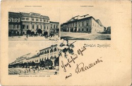 T2/T3 1899 Eperjes, Presov; Városháza, Vármegyeháza, Rákóczi Ház, Kir. Törvényszék, üzletek. Divald Kiadása / Town Hall, - Ohne Zuordnung