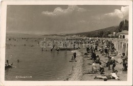 T2/T3 1934 Crikvenica, Cirkvenica; Strand, Fürdőzők, Napozók / Beach, Bathing People, Sunbathing. Photo (EK) - Ohne Zuordnung