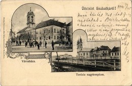 T2/T3 1904 Szabadka, Subotica; Városháza, Terézia Nagytemplom. Heumann Mór Kiadása. Hátoldalon, Kallós Bertalan államtit - Ohne Zuordnung