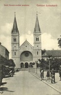 T2 1912 Szabadka, Subotica; Szent Ferenc Rendiek Temploma, Lovaskocsik / Church, Horse Carts, Square - Non Classificati