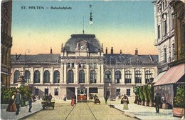 T2/T3 St. Pölten, Sankt Pölten, Bahnhofplatz / Railway Station, Tram + "K.u.K. Res. Spital St. Pölten. Militarpflege" (w - Ohne Zuordnung