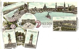 ** T2 Dresden. Polytechnikum, Zwinger. Geographische Postkarte V. Wilhelm Knorr No. 42. Art Nouveau Litho - Ohne Zuordnung