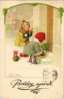 T2 1943 Boldog Újévet! / New Year Greeting Children Art Postcard. A.G.B. S: Pauli Ebner - Ohne Zuordnung