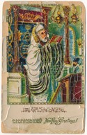 T4 1936 Boldog Újévet! / Jewish New Year Greeting Art Postcard With Hebrew Text And Rabbi. Judaica, Litho (b) - Ohne Zuordnung