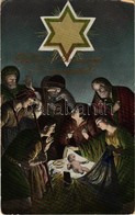 T3 1913 Kellemes Karácsonyi ünnepeket! / Jewish Christmas Greeting Art Postcard With The Star Of David And Golden Decora - Ohne Zuordnung