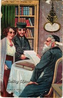 * T3/T4 1930 Boldog Újévet! / Jewish New Year Greeting Art Postcard With Hebrew Text And Rabbi. Judaica, Litho (EB) - Ohne Zuordnung