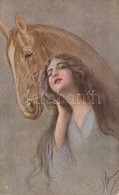 T2/T3 Horse With Lady, Artist Signed (EK) - Ohne Zuordnung