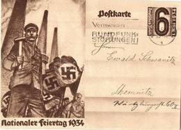 T2/T3 1934 Nationaler Feiertag / NSDAP German Nazi Party Working Class Propaganda, Swastika + 6 Ga. - Ohne Zuordnung