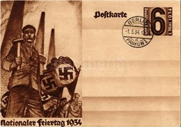 * T2 1934 Nationaler Feiertag / NSDAP German Nazi Party Working Class Propaganda, Swastika + 6 Ga. - Ohne Zuordnung