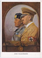 * T2 Zwei Volksführer. Adolf Hitler, Benito Mussolini. NSDAP German Nazi Party Propaganda, Swastika + "1941 WIEN" So. St - Ohne Zuordnung