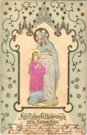 T2/T3 Herzlichen Glückwunsch Zum Namenstage / Virgin Mary And Jesus, Religious Name Day Greeting Card, Golden Decoration - Ohne Zuordnung