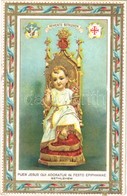 T2 1934 Puer Jesus Qui Adoratur In Festo Epiphaniae, Betlehem / Baby Jesus On A Golden Throne, Religious Greeting Art Po - Ohne Zuordnung