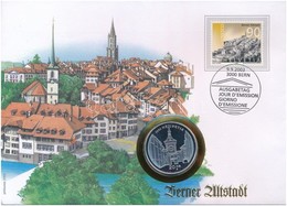 Svájc 2003B 20Fr Ag "Bern, óváros" Felbélyegzett Borítékban, Bélyegzéssel T:PP Patina Switzerland 2003B 20 Francs Ag "Be - Ohne Zuordnung