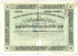 Budapest 1928. "Pesti Magyar Kereskedelmi Bank" öt Részvénye Egyben, összesen 250P-ről, Névre Szóló, Szelvényekkel, Szár - Ohne Zuordnung