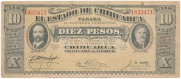 Mexikó / Forradalom / Chihuahua 1915. 10P Hátoldalán Piros Felülbélyegzés Tűhegynyi Ly.T:II- Mexico / Revolution / Chihu - Ohne Zuordnung